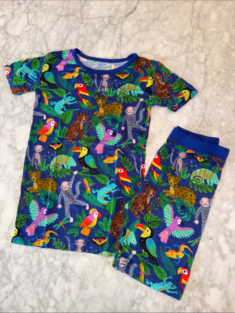 Little Sleepies Blue Jungle Animal Pajama Set 7/8Y